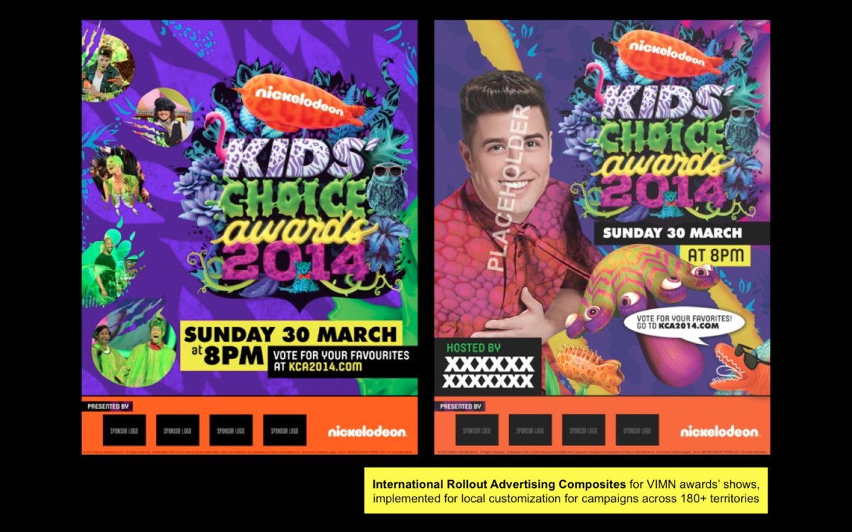 Nickelodeon KCA’s – International Print Ad Composites